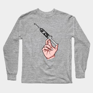 hand holding an injection with galaxy fluid Long Sleeve T-Shirt